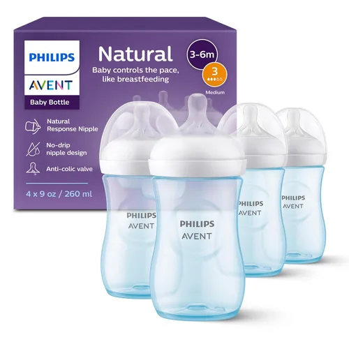 Vista 12 de Philips Avent - Biberón natural con boquilla de respuesta natural, azul, 4 onzas, paquete de 4, SCY900/24