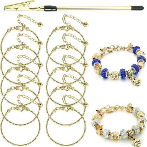 Vista 11 de 10 pulseras de cadena de serpiente con pulsera de 0.118 in ajustable con dije de serpiente con cierre de langosta y corazón, cadena extensora