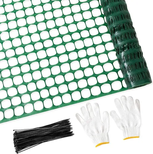 Vista 7 de PotatoLife Valla de seguridad de malla de plástico, 2 rollos de 4'x100' con 100 bridas, red temporal reutilizable para valla de jardín