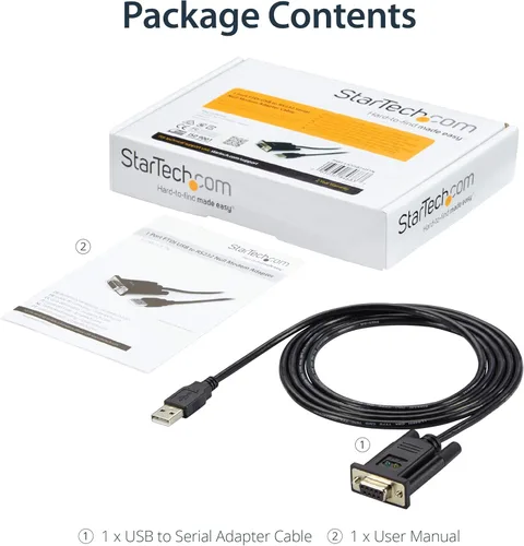 Vista 5 de StarTech.com Adaptador USB a Serial RS232 de 1 puerto de 6 pies (5.9 ft), cable adaptador FTDI DB9 Serial DCE, módem nulo, USB 2.0 - TAA