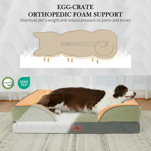 Vista 404 de Comfort Expression Cama ortopédica para perros extra grandes de 45 x 35 pulgadas, cama para mascotas XL de espuma tipo caja de huevos impermeable