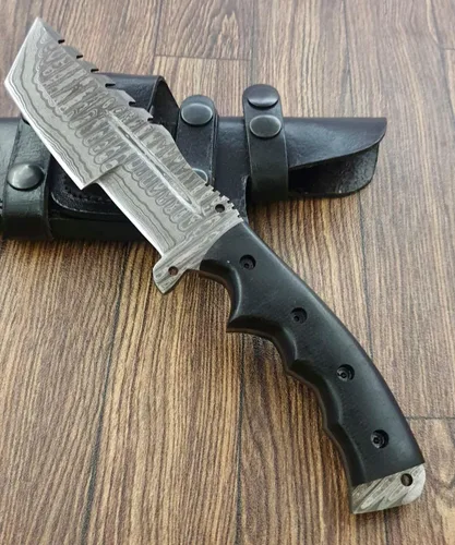 Vista 2 de TR-1168 Hecho a mano de acero de Damasco 10 pulgadas Tracker cuchillo - mango de madera de nogal agarre perfecto (TR-2196)
