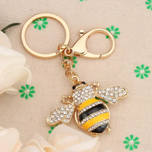 Vista 6 de AHAETH Bumble Bee Jewelry - Llavero de abeja de abeja súper miel para mujer, Blanco