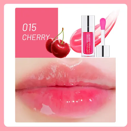 Vista 2 de Aceite labial hidratante para labios, brillo labial regordete, cuidado de labios, aceite labial transparente (015# rojo cereza)