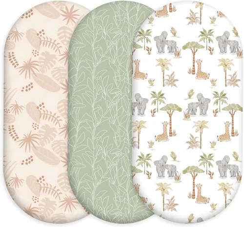 Vista 23 de Sábana para colchón de siesta 47"x24", paquete de 3 sábanas de cuna para bebé con flores rosas, con esquinas elásticas ajustadas, cubierta