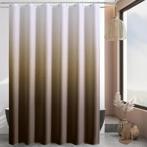 Vista 39 de MitoVilla - Cortina de ducha de tela de nido de abeja burdeos, cortinas de ducha con textura de nido de abeja modernas para decoración de lujo