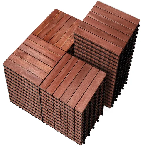 Vista 33 de PrimeZone - 9 azulejos entrelazados de madera de acacia sólida para terraza, patio, 12 x 12 pulgadas, impermeables, para interiores y exteriores