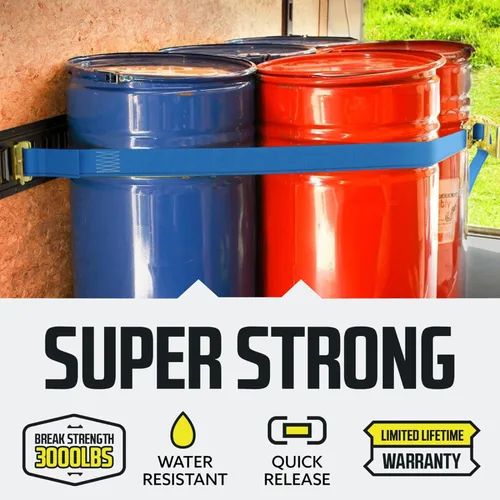 Vista 4 de Correas de Trinquete E Track para Sujeción de Carga, (Paquete de 2) 2 x 7 Correas de Trinquete Azules de Servicio Pesado, Correa de Trinquete