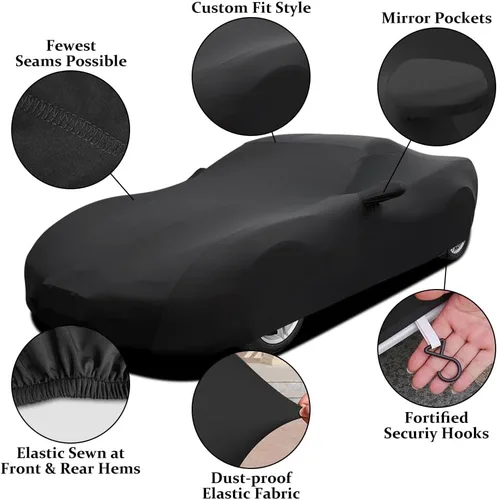 Vista 2 de WinPower Funda para automóvil deportivo de interior de 154 a 169 pulgadas, elástica, a prueba de polvo, cubierta completa para garaje subterráneo
