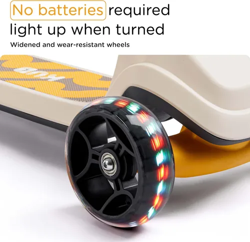 Vista 3 de KUB Toddler Scooter for Kids Ages 2+, 3 Wheel Kick Scooter with LED Light-Up Wheels, Adjustable Height Handlebar, Lean-to-Steer, Anti-Slip Deck