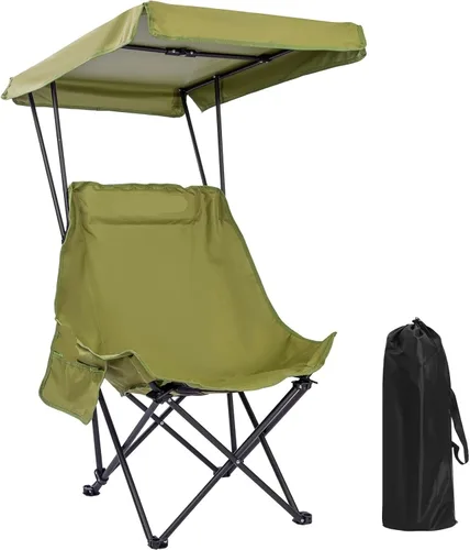 Compatible for Portable Camping Chair with Shade Canopy, Oversized Lightweight Foldable Chair for Beach & Outdoor Use(Green 1P)