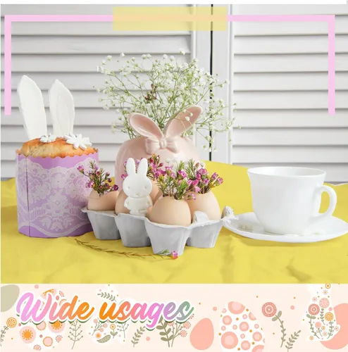 Vista 5 de Patelai 12 manteles desechables de plástico de Pascua color pastel para mesas rectangulares de 54 x 108 pulgadas, mantel impermeable para fiesta