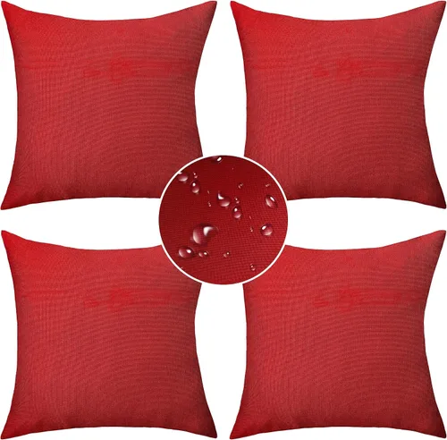 Vista 10 de Demetex Fundas de almohada de exterior impermeables de 16 x 16 pulgadas, fundas de almohada decorativas de lino para sala de estar, balcón y jardín