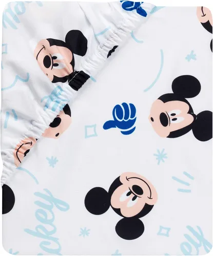 Vista 3 de Lambs & Ivy Disney Baby Forever Mickey Mouse - Sábana bajera ajustable para cuna blanca