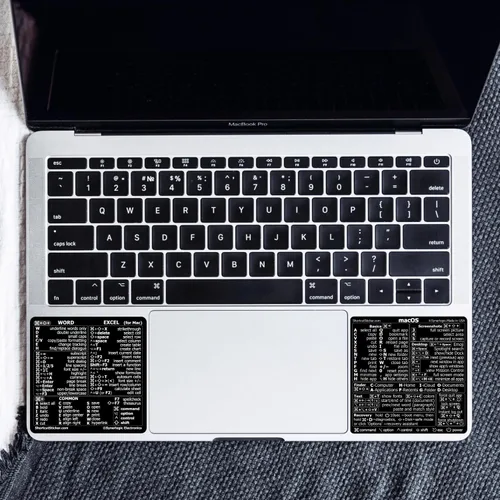 Vista 5 de SYNERLOGIC Mac OS (M/Intel) + Word/Excel (para Mac) Adhesivos de referencia rápida de atajos de teclado - para MacBook Air/Pro/iMac/Mac/mini (Negro)