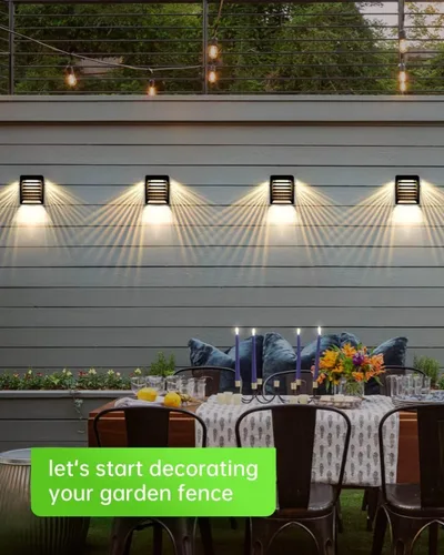 Vista 5 de Luces solares para exteriores, paquete de 6 luces solares para terraza, luces solares para valla, 2 modos, luces solares para exteriores, luces