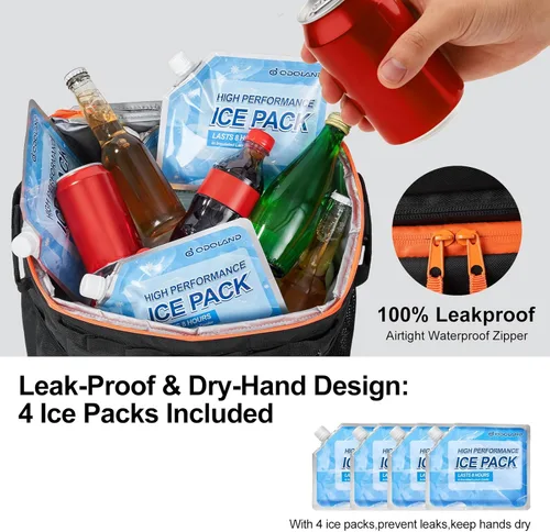 Vista 4 de Odoland 72 Can Rolling Cooler Bag with Wheels & Handle, Collapsible Insulated Ice Chest for Beach, Camping & Tailgating - Portable Travel Soft