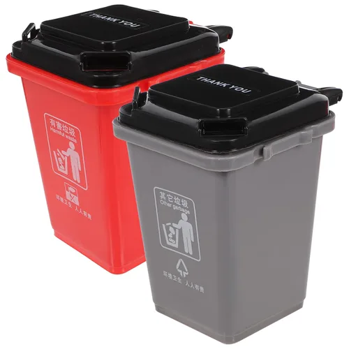 Alipis Mini contenedores para encimera, 2 unidades, mini bote de basura y reciclaje en la acera, papelera, bolígrafo, vaso, soporte para brochas de