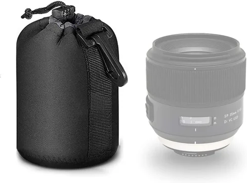 Vista 10 de Selens Juego de 4 fundas para lentes con funda protectora gruesa de neopreno para lente de cámara DSLR Sony Nikon Olympus Panasonic – Tamaño: bolsas