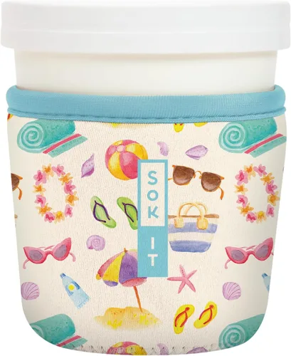 Vista 149 de Sok It IceCreamSok Cubierta de Neopreno Aislante (Floral Abstracto, Pintas de Helado Rectas)