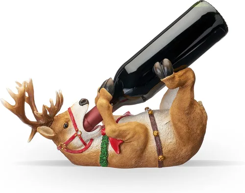 Vista 16 de TRUE - Soporte de vino de poliresina asombroso con diseño de caimán, marrón, capacidad para 1 botella, montaje en mesa