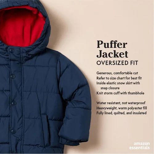 Vista 2 de Tienda Essentials Chaqueta acolchada pesada con capucha para bebés, niños pequeños y niños