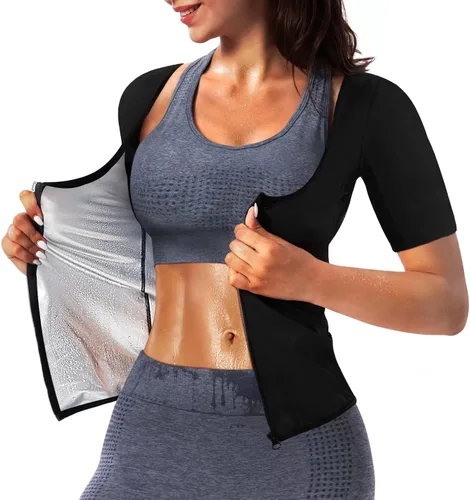 Vista 7 de Camiseta de sauna para mujer, camiseta sin mangas, traje de Forro azul.