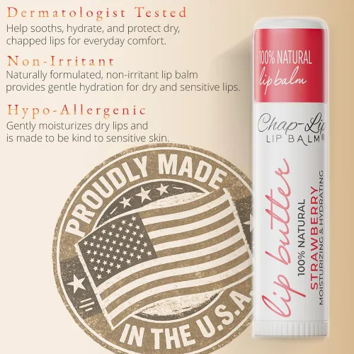 Vista 2 de CHAP-LIP 100% Bálsamo labial natural hidratante a granel con sabores de frutas, aceite de coco, manteca de cacao - Regalo de Navidad, rellenos