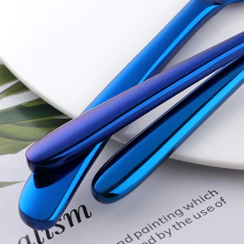 Vista 6 de Juego de cubiertos, lujoso cuchillo de acero inoxidable, tenedor de cena, tenedor de postre, cuchara de cena, cuchara de té, cubiertos