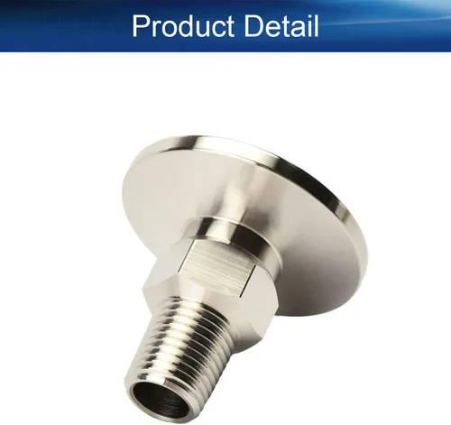 Vista 4 de Bettomshin 2 unids 1/4 pulgada brida sanitaria tubería hembra roscada acero inoxidable 304 hexagonal KF25 adaptador hembra PT a tri abrazadera OD