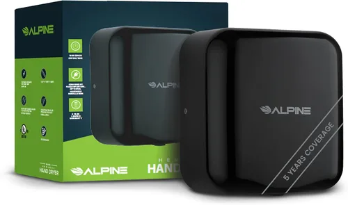 Alpine - Secador de manos automático comercial - Secador de manos de aire de alta velocidad para el hogar, restaurante, baño y zonas de alto Negro