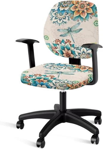 Vista 17 de Funda protectora elástica para silla de oficina con diseño de hongos artísticos, funda giratoria elástica para silla de escritorio, adecuada