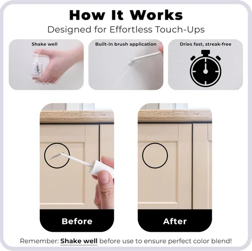 Vista 6 de spot. Pintura de Retoque Acabado Mate para Gabinetes, Paredes, Puertas y Muebles Kit de Reparación Beige Multitono Secado Rápido, Autocebante