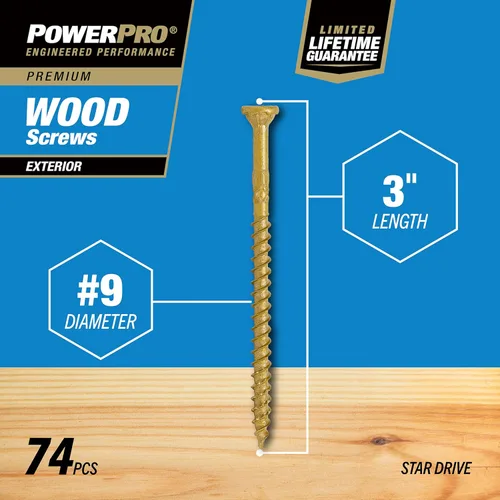 Vista 30 de Power Pro Tornillos de madera para exteriores de alta calidad, tornillos de cubierta multiusos #8 x 1-1/4 pulgadas para proyectos al aire libre