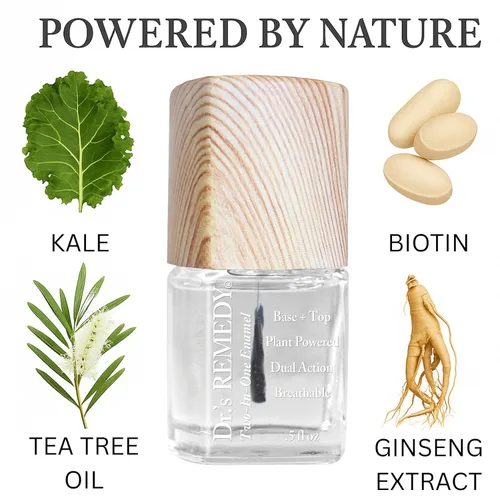 Vista 5 de Dr.'s Remedy Total Dos en Uno Esmalte de uñas base y capa superior de esmalte transparente orgánico de secado rápido, combinación transparente