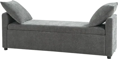 Vista 37 de HULALA HOME Banco otomano moderno de almacenamiento con almohadas, banco extra largo de dormitorio de 59.4 pulgadas para pie de cama, cómodo Azul
