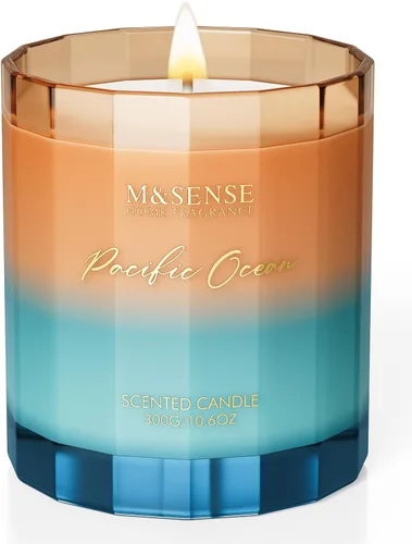 Vista 10 de M&SENSE Vela Perfumada de Pepino y Melón - 10.6oz Cera de Soja Natural 60 Horas de Combustión Duradera No Tóxica Altamente Perfumada Refrescante
