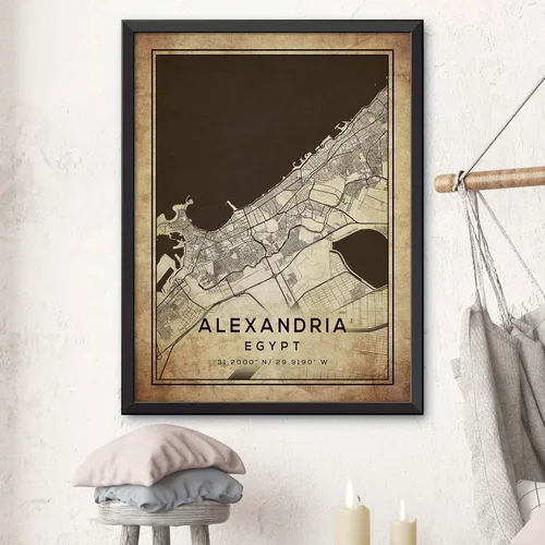 Vista 3 de Mapa de Alejandría, Egipto, Vintage Western (8x10)