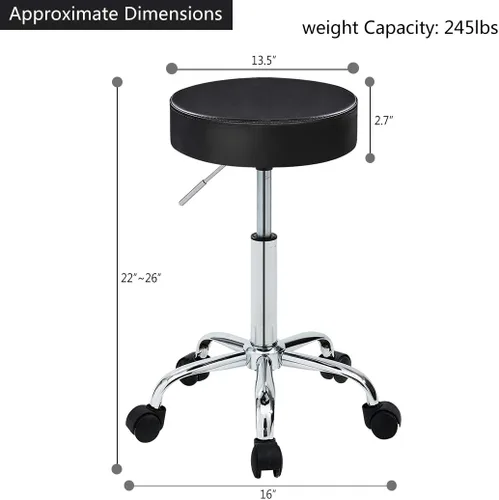 Vista 3 de DUHOME 410 Taburete giratorio de altura ajustable para clínica médica tatuaje Spa Salon con ruedas (negro)