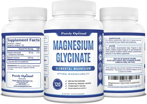 Vista 9 de Purely Optimal Magnesium Supplements 500mg (Multiple Types) - 120 Vegan Caps