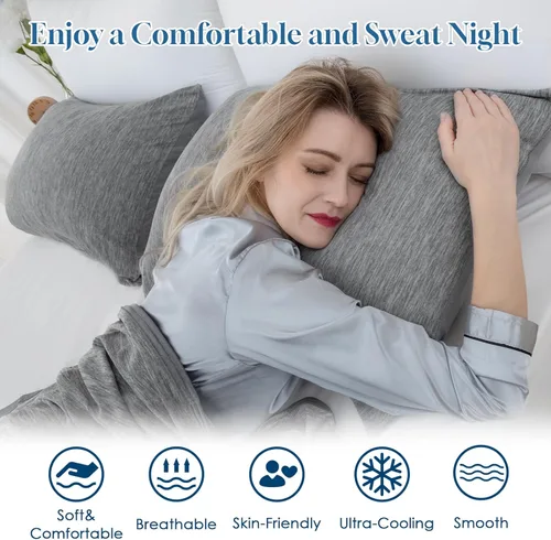 Vista 4 de CHOSHOME Fundas de almohada refrescantes con cremallera Fundas de almohada Q-Max > 0.45 con cremallera para personas que duermen con calor, suaves