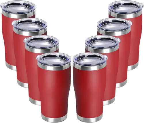 Vista 21 de DOMICARE vaso de doble pared con aislamiento al vacío, 20 onzas, con tapa, vaso de viaje de acero inoxidable, vaso de café con recubrimiento en polvo