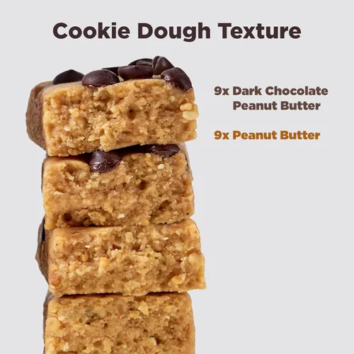 Vista 3 de Perfect Bar Mini, paquete de variedad de mantequilla de maní y chispas de chocolate negro con mantequilla de maní, barra de proteínas, barra