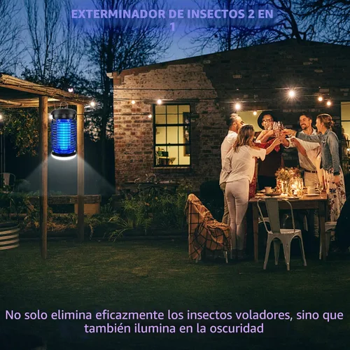Vista 3 de LUOJIBIE Exterminador de insectos al aire libre, exterminador de mosquitos con luz LED, matamoscas para exteriores e interiores, exterminador