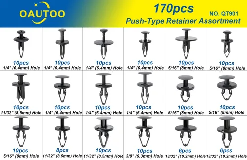 Vista 2 de OAUTOO 170 piezas para GM Ford Chrysler parachoques cubierta guardabarros, cubierta de guardabarros, cubierta de aire y rejilla tipo empuje, clips
