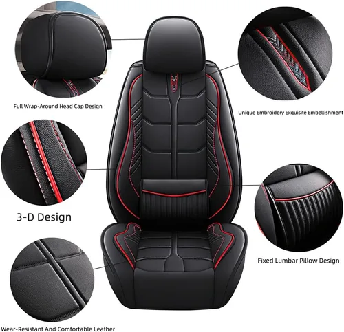 Vista 3 de URINOVET Funda de asiento de automóvil para Chevrolet Tracker 1999-2003, funda de asiento delantero y trasero, 5 plazas, fundas de asiento de cuero
