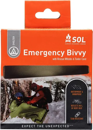 Survive Outdoors Longer Bivvy de Emergencia 90% - Viene con Silbato de Supervivencia y Cordón Paracord con Yesca - Agregar al Kit de Emergencia y