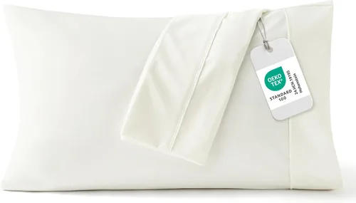 Vista 36 de Bedsure - Fundas para almohada tamaño Queen, de microfibra cepillada y con cierre envolvente, muy suaves y acogedoras, juego de 2, color lino, 20 x