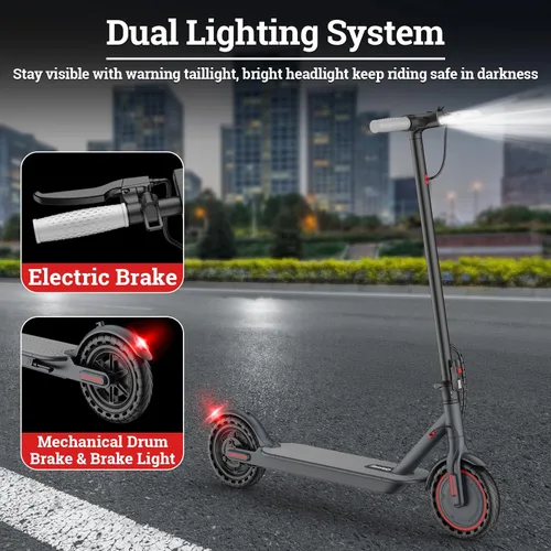 Vista 6 de Qlaway Electric Scooter for Adults, 350W/500W Motor, Up to 22 Miles Long Range, 8.5" /10" Solid Tires, 265 lbs Load Capacity, Foldable Commuting