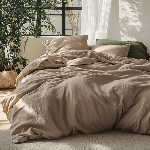 Vista 15 de Bedsure Funda de edredón de lino tamaño Queen – Juego de ropa de cama de mezcla de lino y algodón, suave y acogedor, 3 piezas, 1 funda de edredón